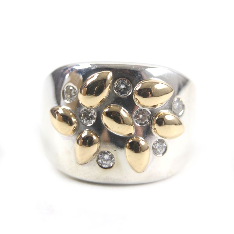  Hermes Vintage Gaucho Ring 925 750 7P Diamond Ring Silver 52 Size Equivalent