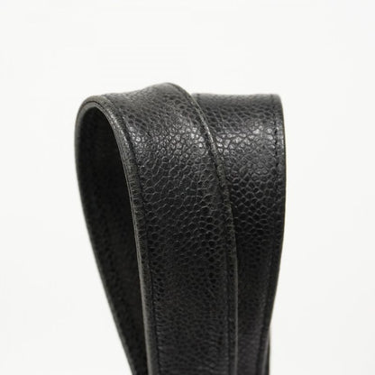 Chanel Shoulder Bag Caviar Skin Black Gold Hardware Women