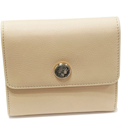 Bulgari Bifold Wallet With Coin Purse Trifold Wallet Monete Calf Beige 35225