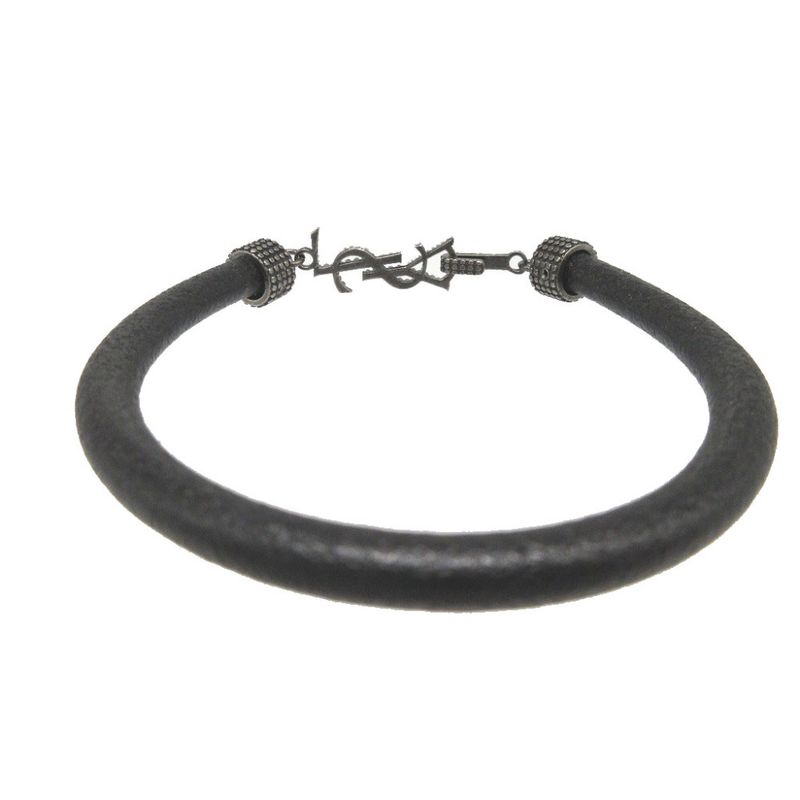 Saint Laurent Paris Logo Leather Black Bracelet 1380 Saint Laurent Paris