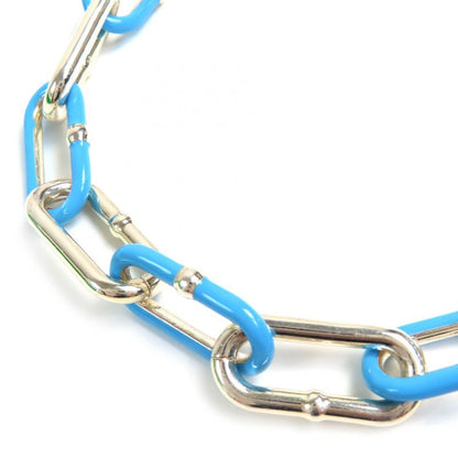 Bottega Veneta Chain Choker Necklace Ag925 Bicolor Silver Light Blue Storage