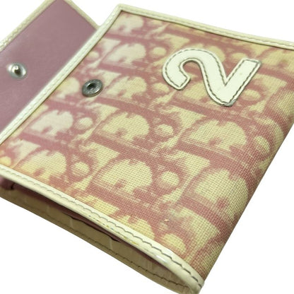 Dior/christian Dior Trifold Wallet Trotter Ivory And Light Pink Leather