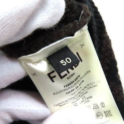 Fendi 2022 Fzx034 Cashmere Blend FF Logo Zucca Pattern Monogram Crewneck Long