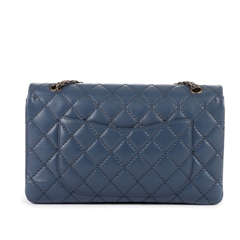 Chanel255 Double Flap Cobalt Calfskin Leather A