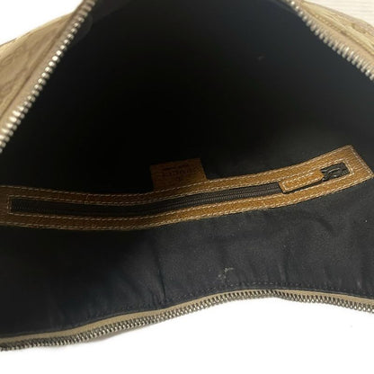 Gucci Handbag GG Pattern 124357 Beige And Light Brown Leather