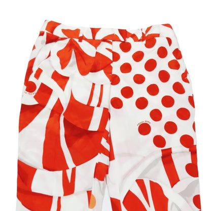 2014 Fendi Silk Slacks Tapered Pants Cropped Length Total Design 42 White Red