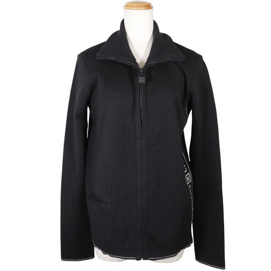 Chanel Sport Line Side Logo 03A P22075v01420 Wool Black Women's Cardigan