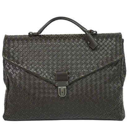 Authentic Bottega Veneta Intrecciato Business Bag Handbag Leather Brown