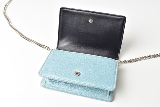 Christian Dior Chain Pouch Chain Mini Wallet Patent Leather