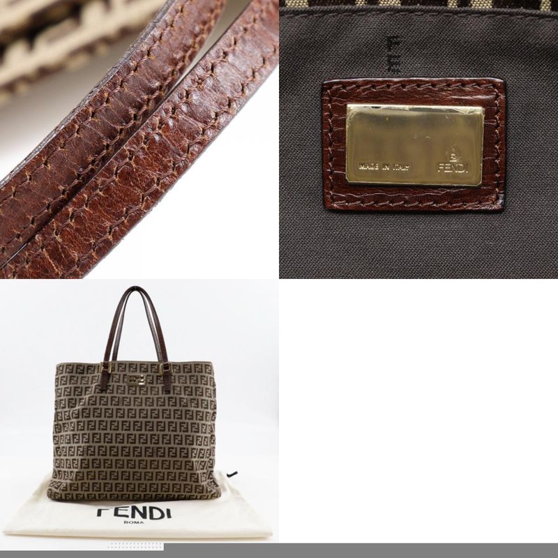 Fendi Zucchino 8bh132 Nylon Canvas Brown Women's Handbag
