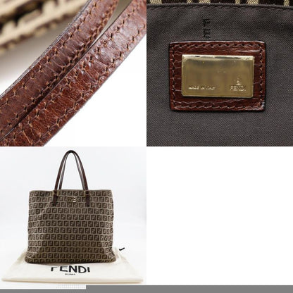 Fendi Zucchino 8bh132 Nylon Canvas Brown Women's Handbag