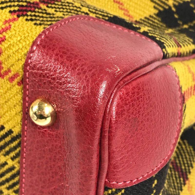 Hermes Shoulder Bag Gallop Check Wool Red