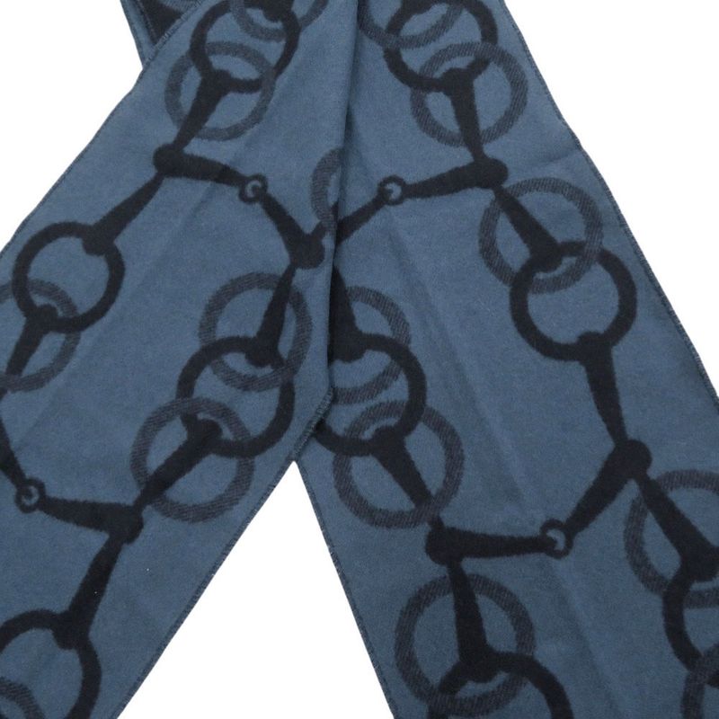 Hermes Eny Moll Cashmere Marlin Blue Tulcan Scarf 1205 Hermes