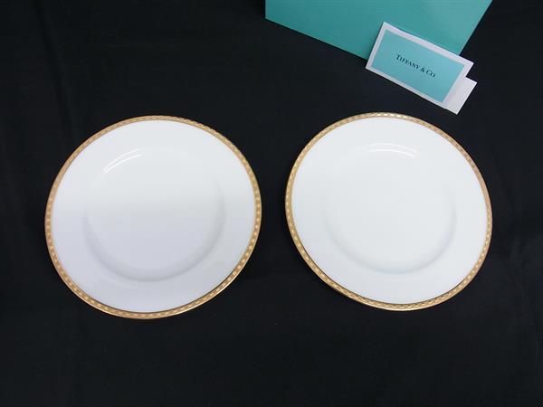 Tiffany & Co Tiffany & Co Gold Band Pair Plate Tableware Ceramic