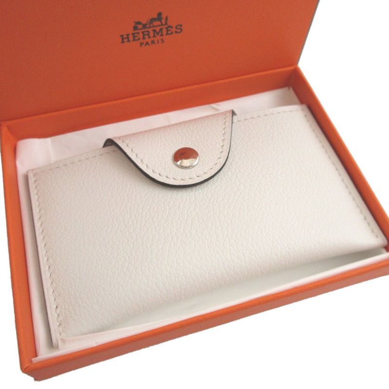 Hermes Iliad W Engraved (2024) Evercolor New White Card Case 1576 Hermes