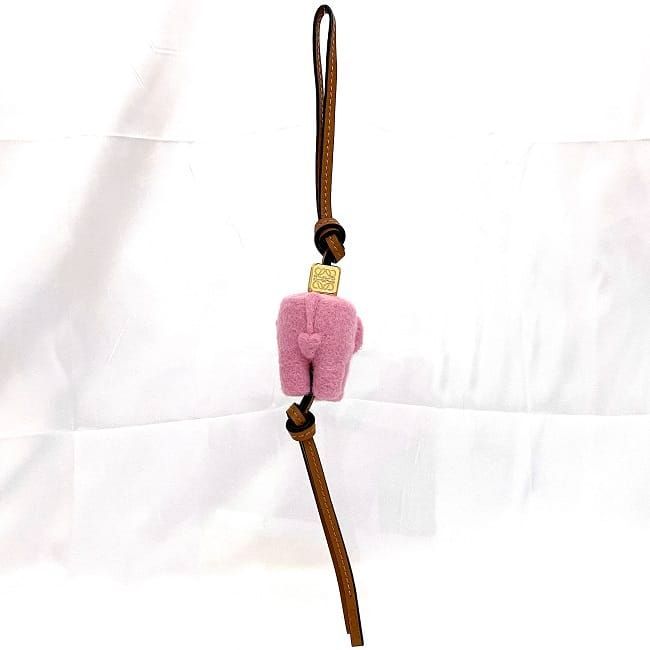 Loewe Elephant Bag Charm Pink Brown Anagram
