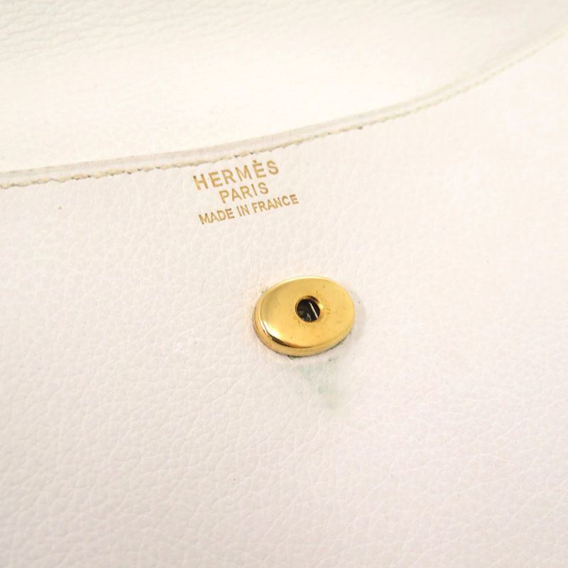 Hermes Vaugo River White Gold Hardware 00K Engraved Vintage Shoulder Bag White