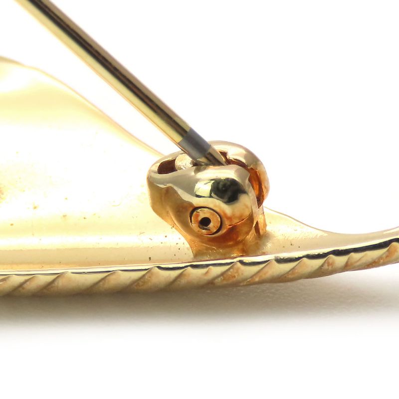Christian Dior Brooch Metal Gold Feather Motif Plated Accessories For Women