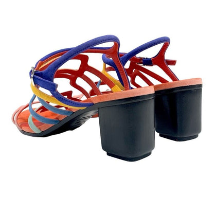 Hermes Sandals Shoes Suede Multicolor Square