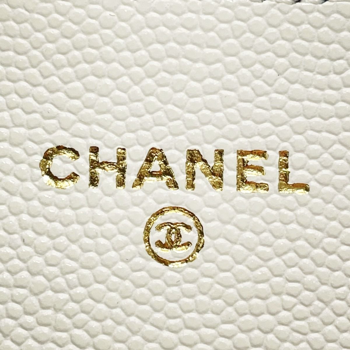 Chanel Matelasse White Card Case Coco Mark Caviar Skin Ladies Authenticity