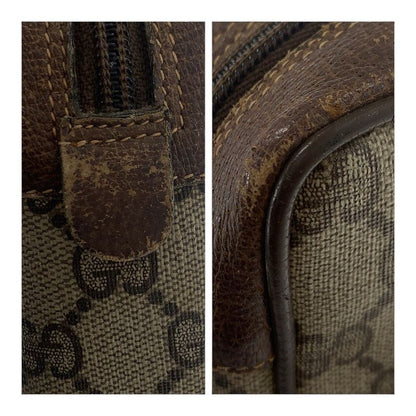 Gucci Vintage Sherry Line Old Gucci Beige GG Supreme Canvas/leather Clutch Bag