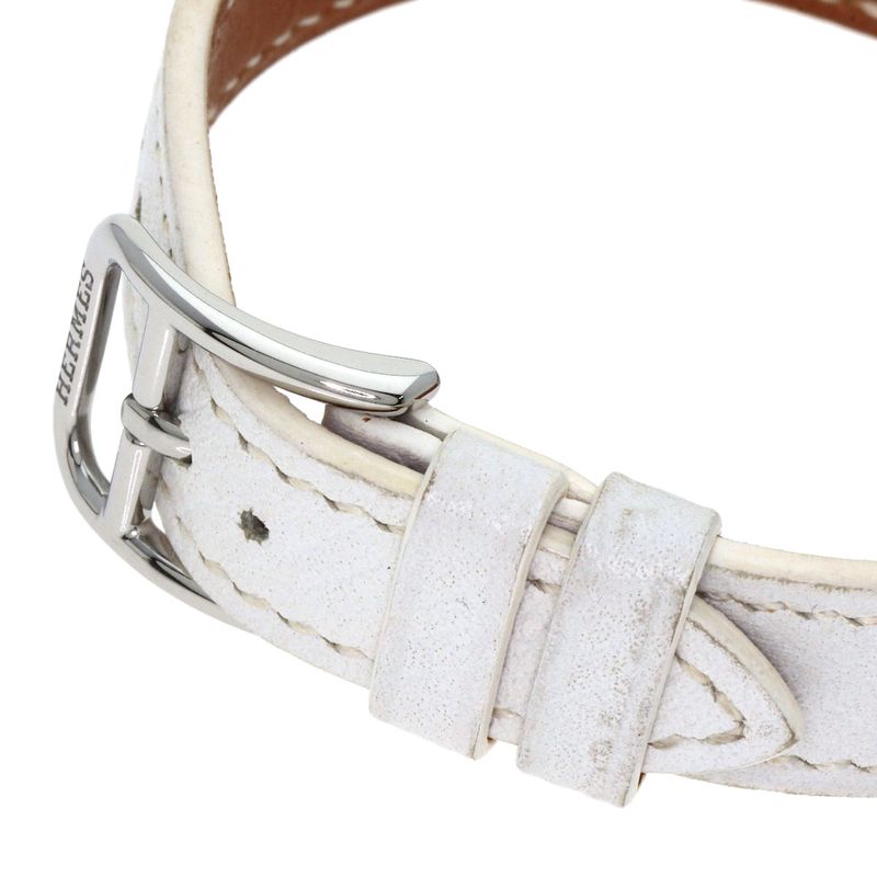 Hermes Ct1210 Cape Cod Tonneau Wristwatch SS Leather Ladies