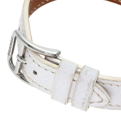 Hermes Ct1210 Cape Cod Tonneau Wristwatch SS Leather Ladies