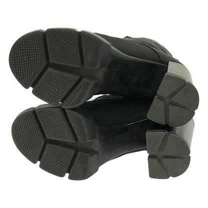 Prada Leather And Nylon Ankle Boots Plate Nylon Switch Leather Heeled Boots