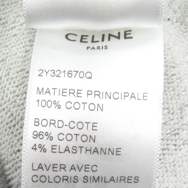 Celine 2y321670q 100% Cotton Logo Print Loose Hoodie Pullover Hoodie Grey XL
