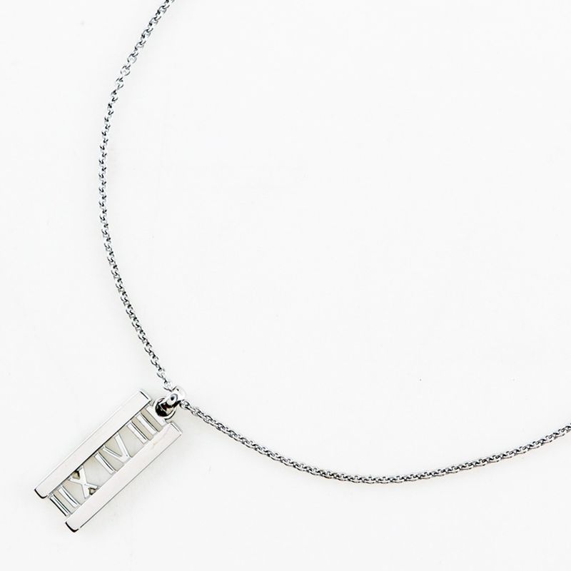 Tiffany & Co Atlas Open Bar 18kwhite Gold X Diamonds Ladies 6.6g Necklace
