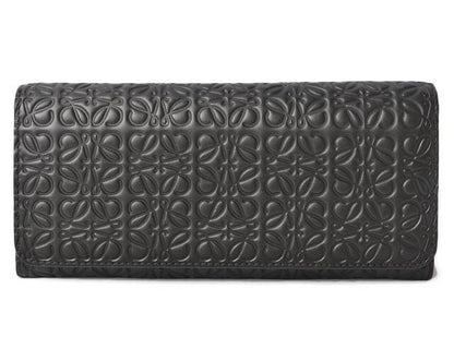 Loewe Wallet Unisex Loewe Long Wallet Anagram Calfskin Black