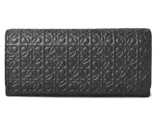 Loewe Wallet Unisex Loewe Long Wallet Anagram Calfskin Black