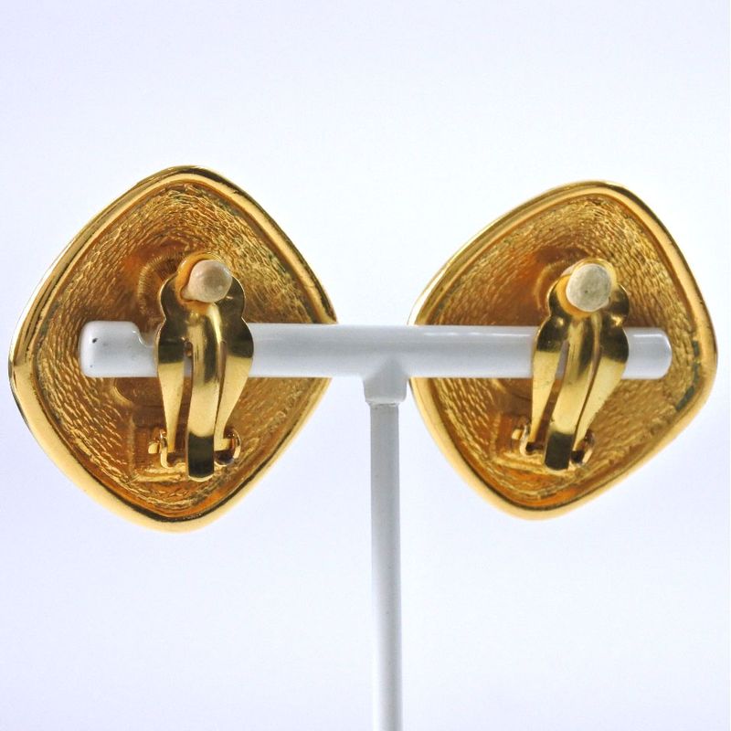 Chanel Coco Mark Rhombus Vintage Gold Plated Gold Ladies 30g Earring