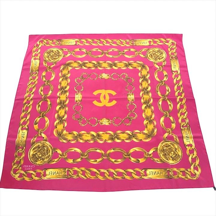 Chanel CC Logo Chain Silk Scarf Set of 2