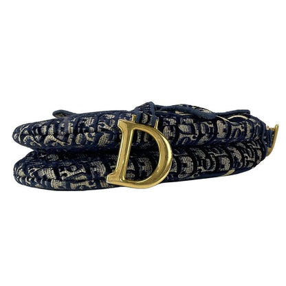 Dior/christian Dior Handbag Saddle Bag Navy Ivory And Gray