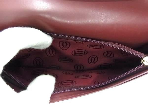 Cartier Mustline Leather Foldable Long Wallet With Coin Purse Bordeaux Ff1266