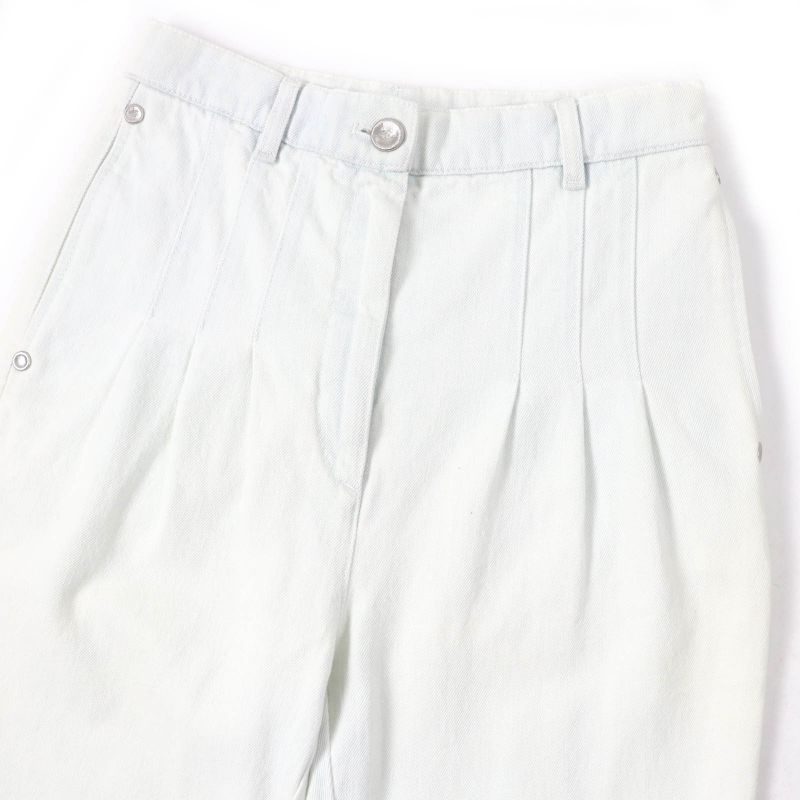 CHANEL P64118v60184 100% Cotton Coco Button Denim Pants Indigo 38 Made In Italy