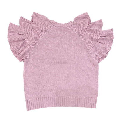 Dior Short Sleeve Knit Ruffles 36 Sizes Pink 344s13bm003 Cashmere