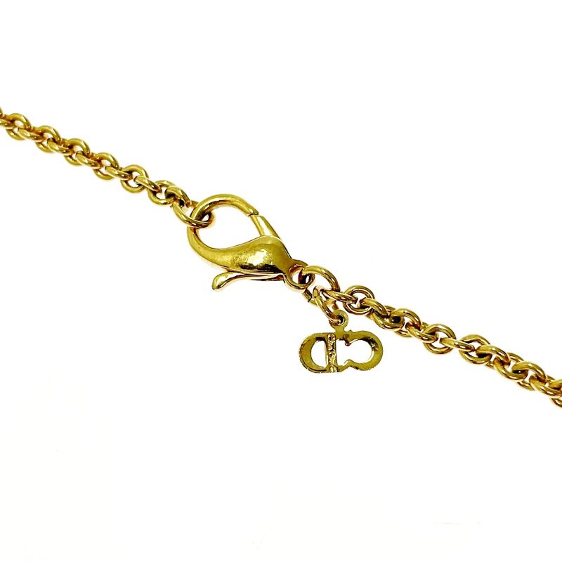Dior GP Rhinestone Dior Logo Necklace Gold 337887 Necklace