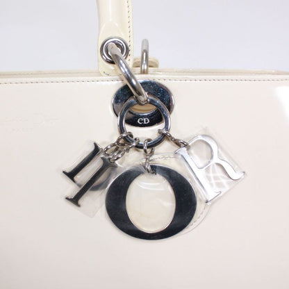 Christian Dior Enamel White Handbag Silver