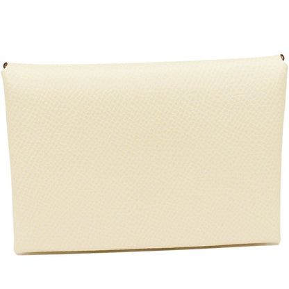 Hermes Coin Case Card Case Calvi Duo Epson Nata Silver Hardware