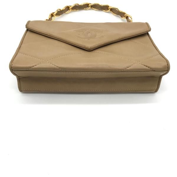 Chanel Quilted Chain Hand Bag Beige