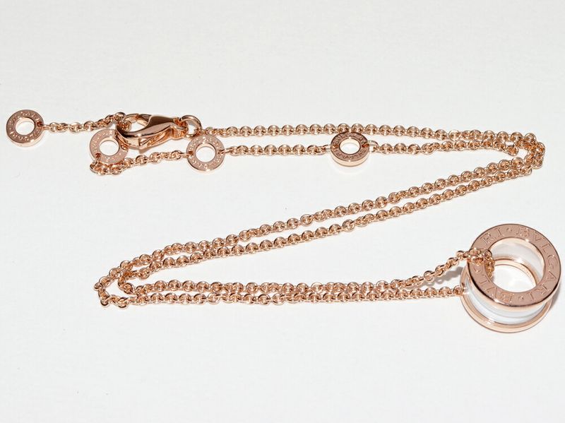 Bulgari Pendant Necklace 18K Pink Gold White Ceramic Bzero1 Pendant Necklace