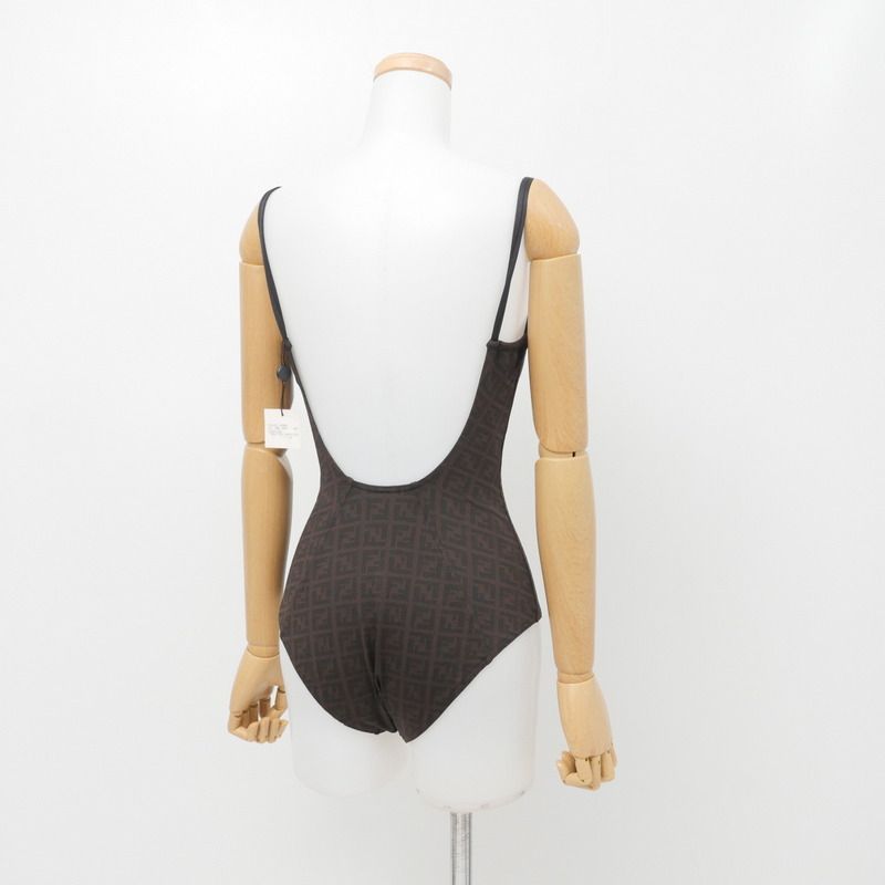 Fendi Size 44 FF Logo Zucca Pattern One Piece Swimwear Swimsuit