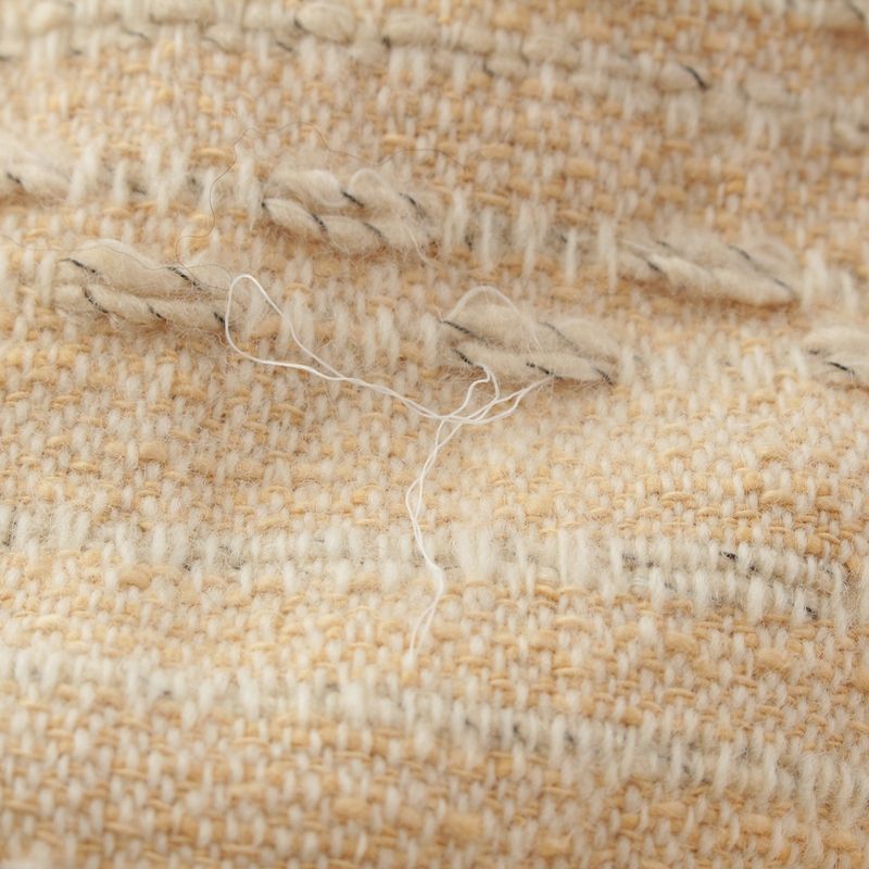 Chanel 99A Wool Cotton Tweed Stencil Collar Coat Outerwear P13844 Yellow 36