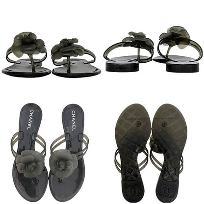 Chanel Sandals Black Camellia G26012x01618 Excellent Condition