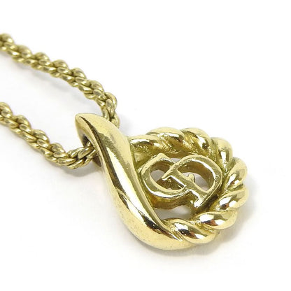Christian Dior Necklace Metal Gold Plated Accessories CD Logo Ladies Women