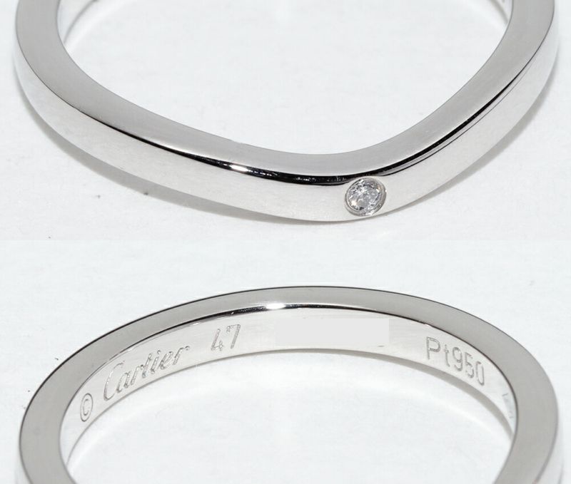 Cartier Ring Pt950 Diamond 3P (001ct) Ballerina Wedding Ring Width 2mm (008in)