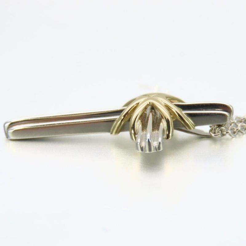 Tiffany & Co Necklace Signature Cross Silver 925 18K Yellow Gold Approx 7.8g