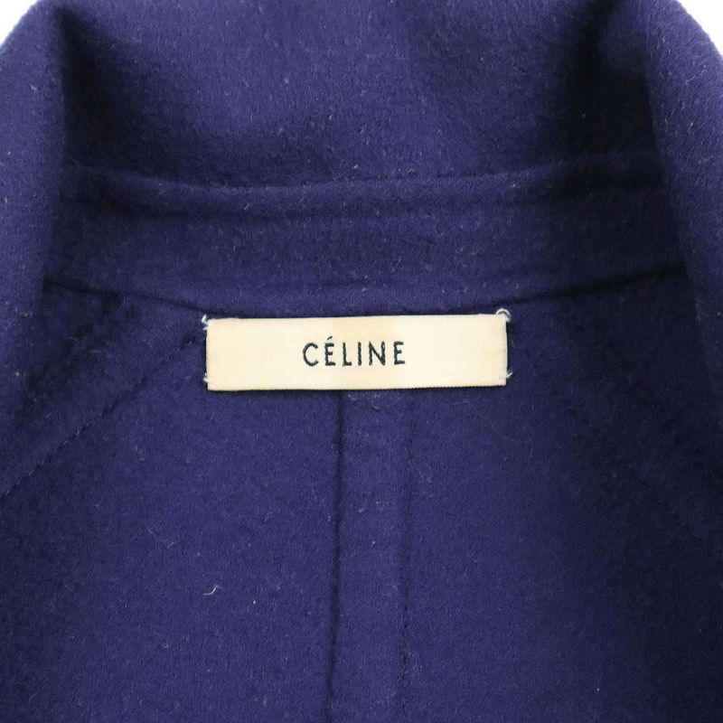 Celine by Phoebe Philo Wool Cashmere Side Slit Coat 2 8m56 5955 Navy 36